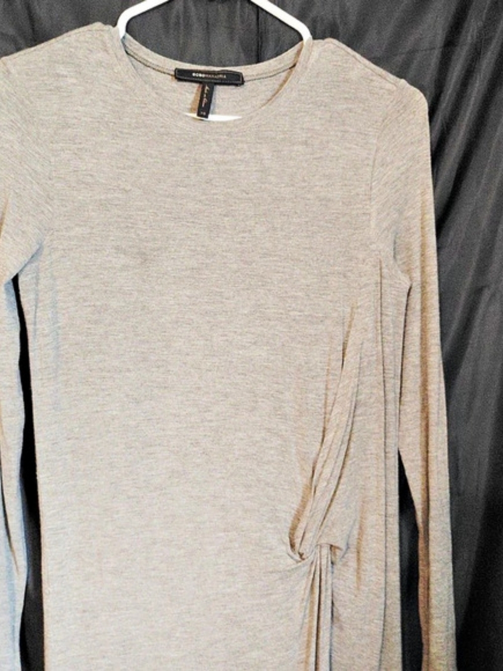 BCBGMAXAZRIA Ruched Midi Dress in Gray Size Small Like New